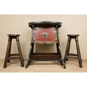 Bar And Two Stools – Medieval Style, Circa 1970