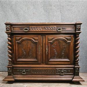 Chest Of Drawers With Solid Walnut Doors And A Marble Top – Renaissance/neo-renaissance Style 