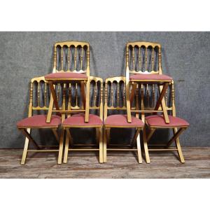 Set Of Six Gilded Wooden Chairs, 20th Century