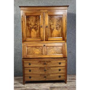 Louis XVI Period Walnut Three-part Secretary Desk.