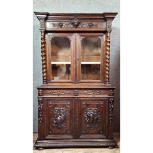 Antique Two-part Carved Wooden Buffet/bookcase – Renaissance Style