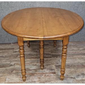 Large Louis Philippe Style Poplar Table With 6 Legs, 20th Century