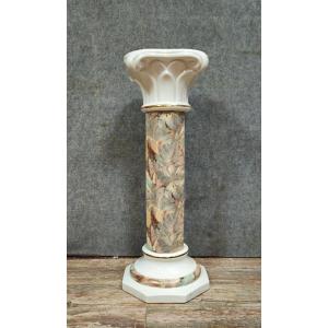 Vintage Porcelain Column/pedestal With Floral Decoration – H 79 Cm