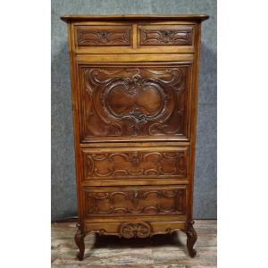 Antique Walnut Secretary Desk – Louis XV Style – Drop-front – 19th Century