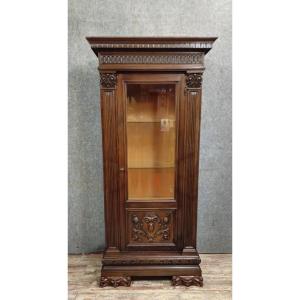 Antique Renaissance-style Display Cabinet/bookcase – Carved Wood – H 190 Cm
