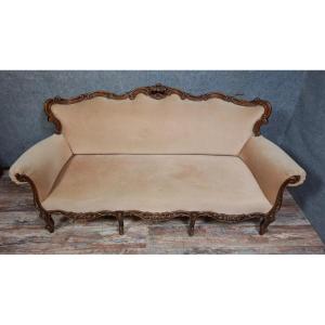Carved Walnut Sofa – Louis XV Style – 20th Century