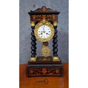 Portico Clock In Boulle Marquetry And Gilt Bronze – Napoleon III Period – 19th Century