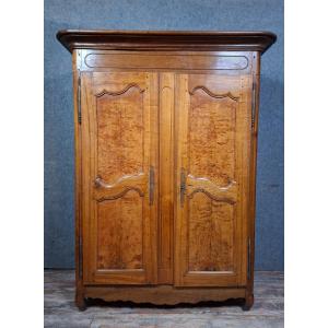 Louis XV Style Wardrobe From The Bresse Region, Made Of Solid Walnut, 18th Century