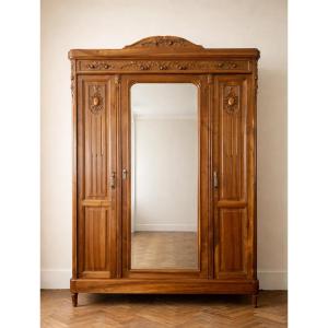 Louis XVI Style Cabinet In Solid Walnut Wood