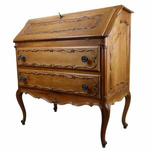 Louis XV Style Walnut Scriban Chest Of Drawers - 20th Century