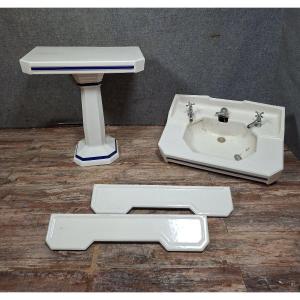 Art Deco Glazed Ceramic Bathroom Set - Circa 1930