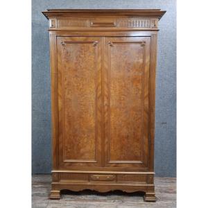 Wedding Armoire In Walnut And Burl Veneer, French Work, Late 19th Century