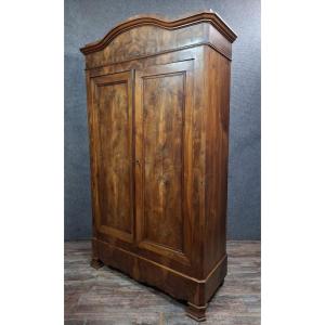 Louis-philippe Walnut And Walnut Veneer Armoire, XIXᵉ Century Period.