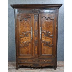 Bressane Cabinet In Walnut And Walnut Burl Veneer, 18th/19th Century