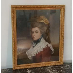Portrait Of A Young Lady - Rare 18th Century Pastel Under Glass (after Gainsborough) 