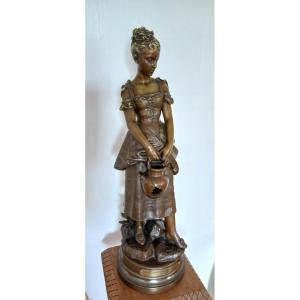 Le Pot Cassé" – Fine 19th Century Bronze Sculpture By Eutrope Bouret (1833-1906) 