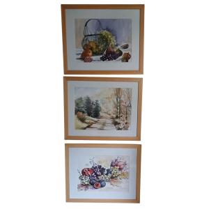 Set Of 3 Original Watercolors - Bernard Petitperrin (1933-2006