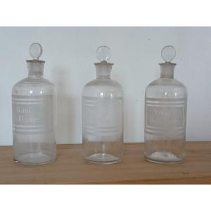 3 Apothecary Bottles, 19th Century 