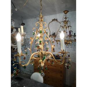 Italian Lighting Of The Romantic Baroque Type With Plant Decor Circa 1960...