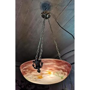 Suspension In Pate De Verre Signed "lorrain" From The Art Deco Period Around 1930-40
