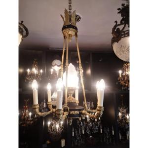 Empire Chandelier In Gilt Bronze, Napoleon III Period Around 1880...