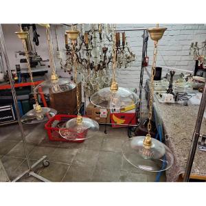 Set Of 5 Cut Crystal Pendant Lights Circa 1950