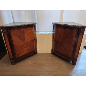 Pair Of Marquetry Corner Cabinets In The Louis XVI Style, Circa 1830