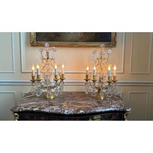 Large Pair Of Louis XVI Style Bronze Girandoles, Late 19th Century