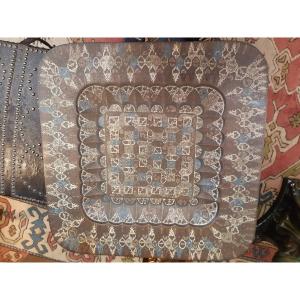 Large Repoussé And Cloisonné Copper Tray