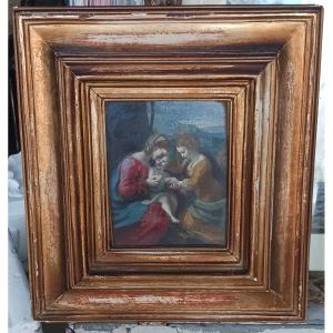 Oil On Panel "the Marriage Of Saint Catherine"
