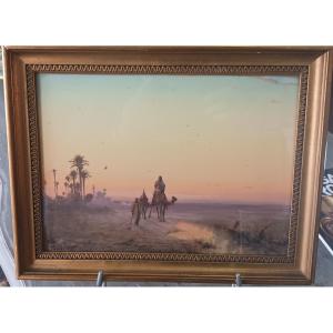 Orientalist Watercolor By Paul Pascal, 1887