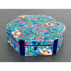 Large Art Deco Candy Box In Longwy Enamels