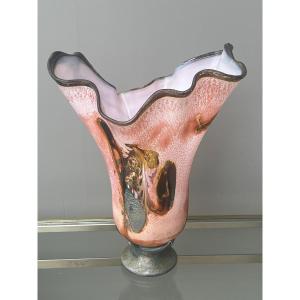Guyot & Aconito In Biot 20th Century Blown Glass Vase