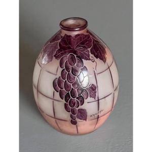 Art Deco Vase Signed d'Argyl In Glass Paste