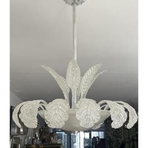 Murano Art-deco Chandelier Model Ninfea By Barovier & Toso 