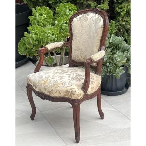 Louis XV Period Cabriolet Armchair In Walnut 