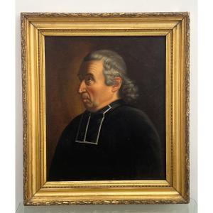 19th Century Religious Painting Representing A Priest 