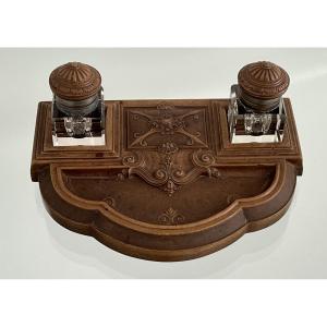 Napoleon III Gutta Percha Desk Inkwell 