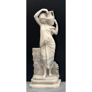 Cipriani Adolfo 1880-1930 Water Carrier In Alabaster  