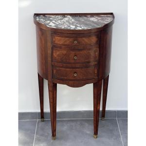 Small Louis XVI Style Half-moon Commode In Marquetry 