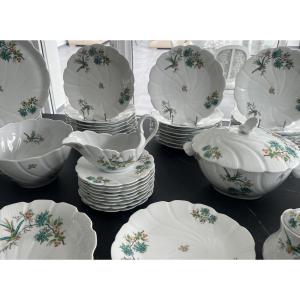 Limoges Porcelain Dinner Service With Birds Of Paradise Decoration