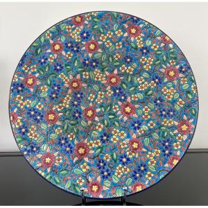 Large Longwy Enamel Dish D 36.2 Cm
