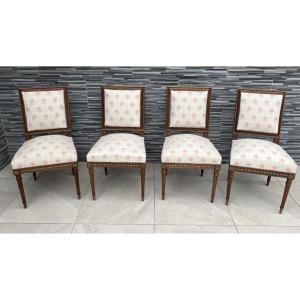 Suite Of 4 Napoleon III Louis XVI Walnut Chairs