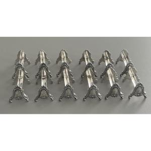 12 Ravinet Denfert Louis XV Style Silver Metal Knife Racks