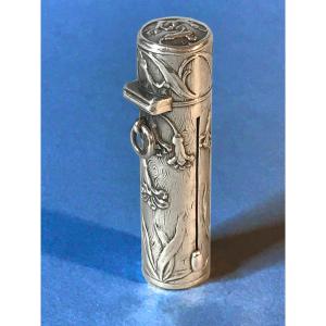 Lipstick Case, Silver, Art Nouveau