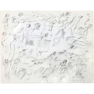 Jan Voss (1936- ), Untitled, Pencil Drawing On Paper, Signed And Dated 1963