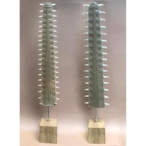 Two Sawfish Sostrums On A Pedestal, Objects Of Curiosity