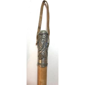 Riding Crop, Leather And Silver Handle, Ottoman Empire, 19th Century