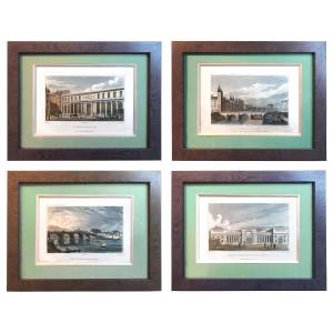 Colored Engravings Of Architectural Views Of Paris, Choisy, English School, Early 19th Century