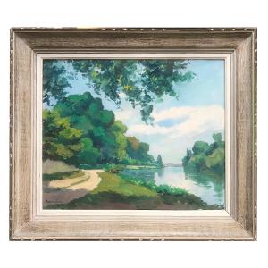 Renefer (1879-1957), Landscape, Banks Of The Seine